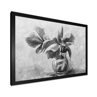 Дизайнарт 'черно-бял натюрморт на цветя във ваза' традиционна рамка Арт Принт