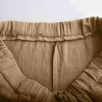 Tawop панталони за мъже Мъжки лятен памучен спално бельо с широки крака панталони отпечатани дантели нагоре за свободното време