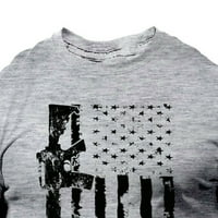 Мъжки пролет и летен винтидж тениска за печат солиден цвят американски флаг затруднен о-хиляк с къс ръкав