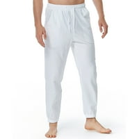 Мъжки панталони джобове джобове на теглене еластична талия небрежно разхлабени панталони в домашни панталони панталони