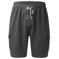 Мъжете солидни летни ежедневни плажни къси панталони за теглене спортни тренировки с джобове Мъжки къси шорти