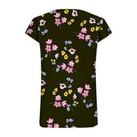 Feternal дамски модни ежедневни бохо флорални ежедневни тениски с къс ръкав v шия блуза върхове дамски върхове