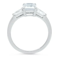 2. CT Brilliant Emerald Cut Симулиран син диамант 14K бяло злато тритонен пръстен SZ 5