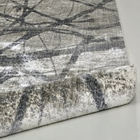 Модерен Абстрактен килим Киба, топъл сив въглен, 2 фута - 7 инча 8 фута, бегач