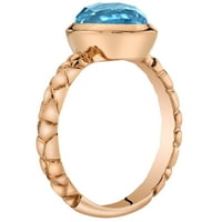 Ораво 2. ст овална форма Швейцарски син топаз пръстен в 14к Розово злато